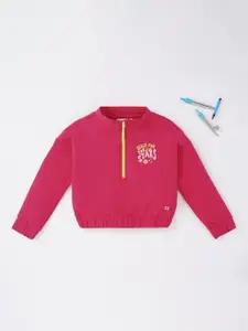 Ed-a-Mamma Girls Pink Printed Pure Cotton Sustainable Sweatshirt