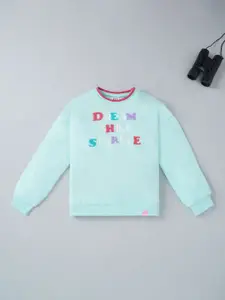 Ed-a-Mamma Girls Blue Printed Sweatshirt