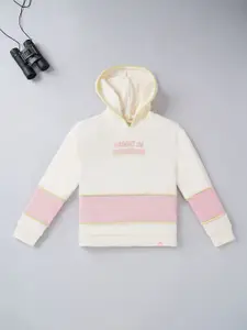 Ed-a-Mamma Girls Off White Printed Hooded Sweatshirt