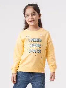 Ed-a-Mamma Girls Yellow Printed Sweatshirt