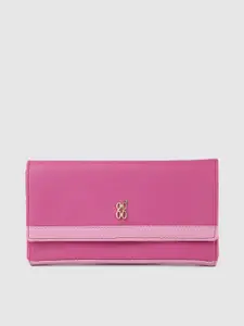 Baggit Women Pink PU Three Fold Wallet