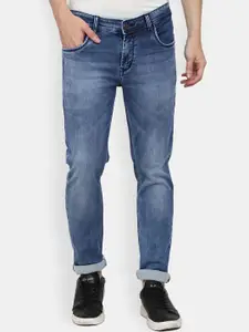 V-Mart Men Blue Solid Cotton Knitted Denim Classic Slim Fit Light Fade Jeans