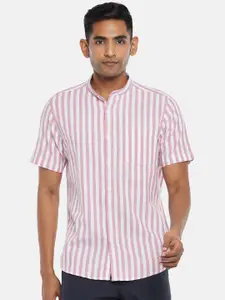 BYFORD by Pantaloons Men Pink Slim Fit Striped Casual Shirt