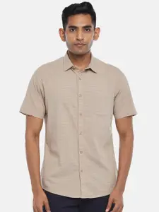 BYFORD by Pantaloons Men Light Brown Horizontal Stripes Casual Shirt