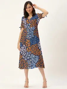 DressBerry Blue Floral A-Line Dress