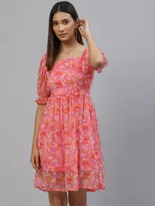 plusS Pink Floral Print A-Line Dress
