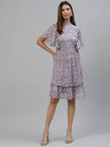 plusS Lavender & White Floral A-Line Dress