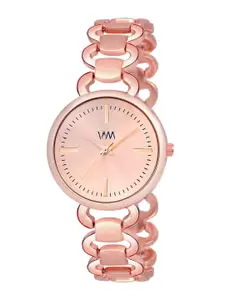 TIMESMITH Women Rose Gold-Toned Embellished Dial & Rose Gold Toned Stainless Steel Bracelet Style Straps Watch