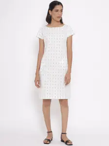 W Women White Geometric Printed Sheath Dress