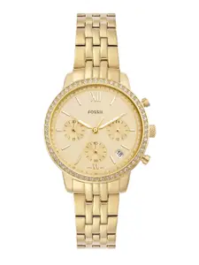 Fossil Women Embellished Dial Stainless Steel Bracelet Style Chronograph Watch ES5219