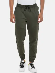 People Men Green Tapered Fit Joggers Trousers