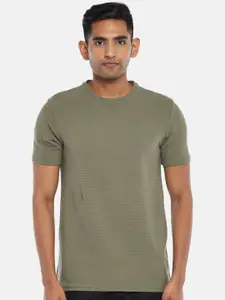BYFORD by Pantaloons Men Olive Green Solid Slim Fit T-shirt