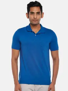BYFORD by Pantaloons Men Blue Polo Collar Slim Fit T-shirt