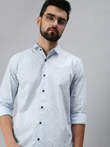 SHOWOFF Men Blue Comfort Slim Fit Printed Casual Shirt