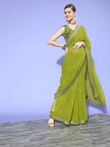 Satrani Leheriya Saree with Embroidered border