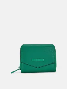 Forever Glam by Pantaloons Women Green PU Zip Around Wallet