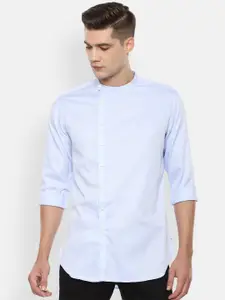 V Dot Men Blue Slim Fit Casual Shirt