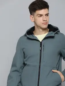 Levis Men Grey Solid Hooded Tailored Jacket