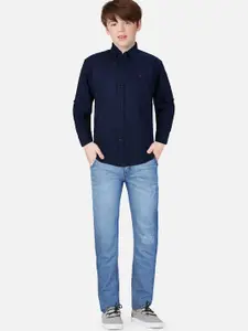 Gini and Jony Boys Navy Blue Cotton Casual Shirt