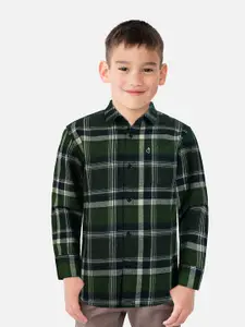 Gini and Jony Boys Green Tartan Checks Checked Casual Shirt