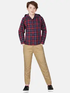Gini and Jony Boys Red Tartan Checks Checked Cotton Casual Shirt