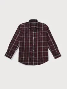 Gini and Jony Boys Maroon Tartan Checks Checked Casual Shirt