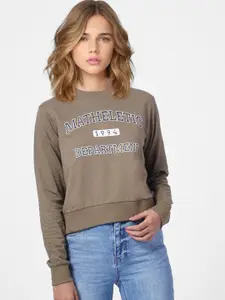 ONLY Women Brown Printed Sweatshirt