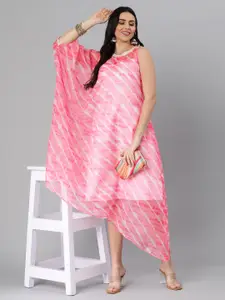 Ethnovog Pink  White Made To Measure Striped Kaftan Maxi Dress