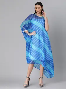 Ethnovog Blue  White Made To Measure Striped Kaftan Maxi Dress