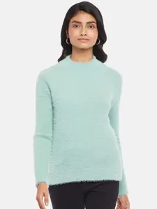 Honey by Pantaloons Women Blue Cable Knit Pullover