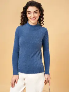 Honey by Pantaloons Women Blue Pullover with Fuzzy Detail