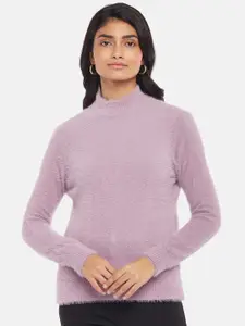 Honey by Pantaloons Women Lavender Solid Pullover Sweater