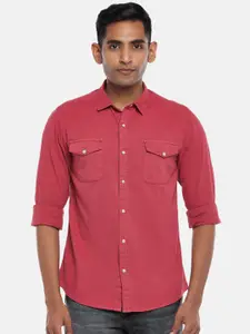 People Men Pink Slim Fit Cotton Casual Shirt