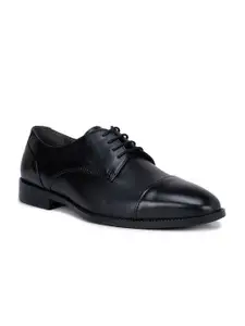 ROSSO BRUNELLO Men Black Solid Leather Formal Oxford Shoes MS-4306-BLACK-38-Black