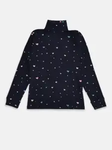 Pantaloons Junior Girls Navy Blue Printed Sweatshirt