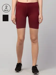 Apraa & Parma Women Maroon Slim Fit Cycling Sports Shorts