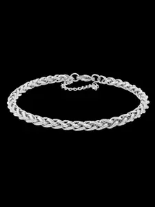 NAKABH Men Silver-Toned Silver-Plated Link Bracelet