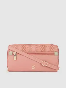 Baggit Women Nude Pink Aztec Striped Zip Around Wallet