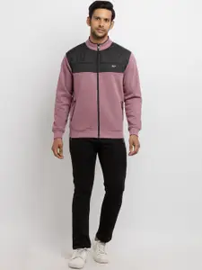 Status Quo Men Purple & Black Colorblocked Cut & Sew Tracksuit