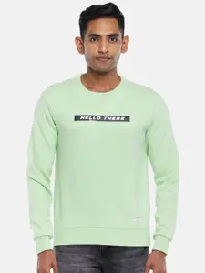People Men Green Cotton Sweatshirt