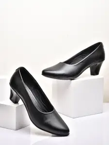 VALIOSAA Women Black Solid Block Pumps