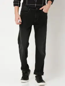 Mufti Men Black Straight Fit Mid-Rise Jeans