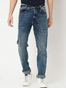 Mufti Men Blue Low Distress Heavy Fade Denim Jeans