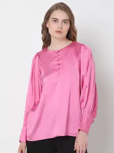 Vero Moda Women Pink Polyester Round Neck Top