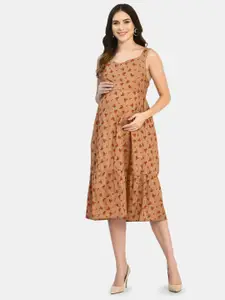 Aaruvi Ruchi Verma Brown Floral Maternity Dress