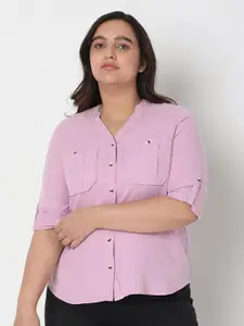 Vero Moda Women Purple Regular Fit Solid Casual Shirt