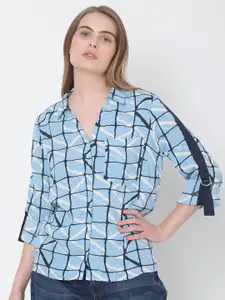 Vero Moda Women Blue Tartan Checked Casual Shirt