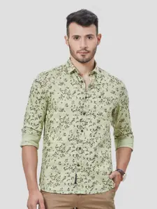 Oxemberg Men Green Classic Slim Fit Floral Printed Casual Shirt