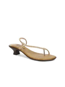 SOLES Gold-Toned Embellished Kitten Heels