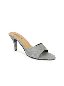 SOLES Women Gunmetal-Toned Metallic Heels
